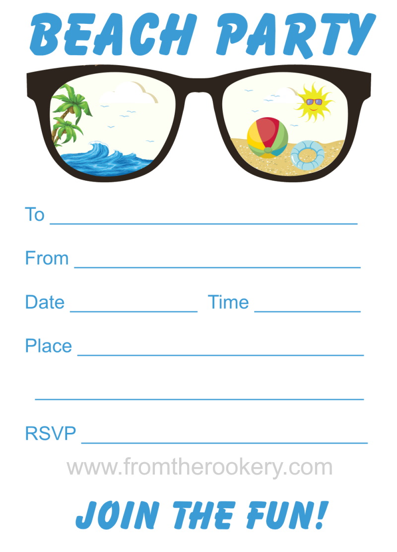 Free Beach Party Invitation