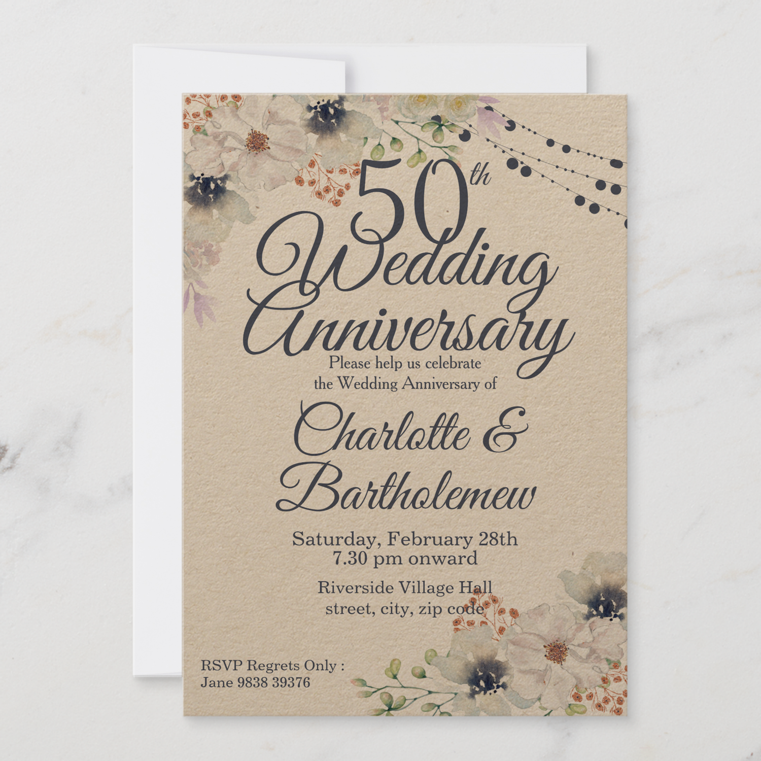 Kraft 50th Wedding Invitation