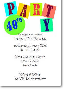 Custom 40th birthday party invite