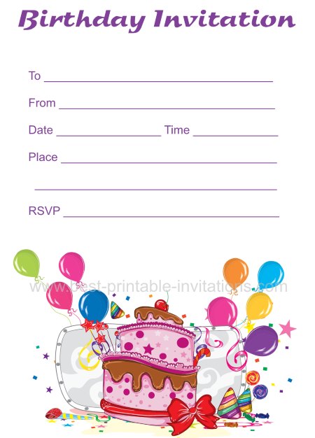 blank birthday party invitation