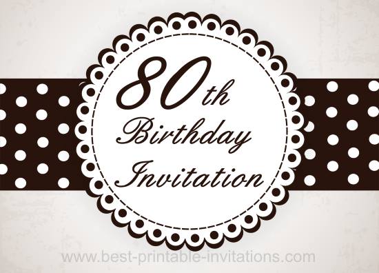 Printable 80th Birthday Party Invitation