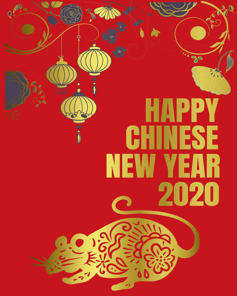 Free printable chinese new year of the rat 2020 poster