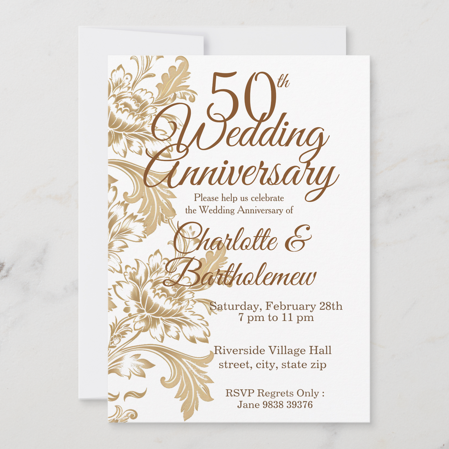 ZL 50th wedding anniversary floral motif