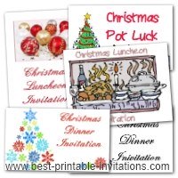 Christmas Dinner, Luncheon, Potluck invitations