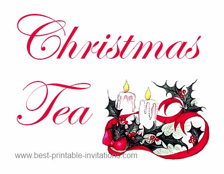 Free printable Christmas tea party invitations - festive candle design
