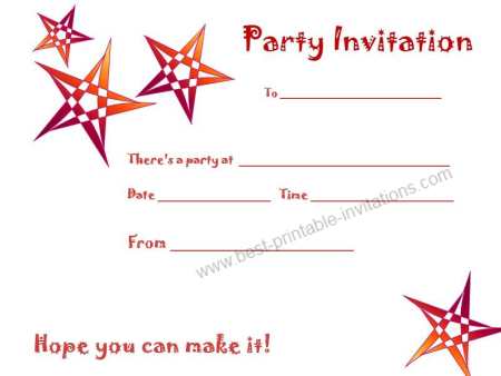 Free printable birthday party invitations - orange star invite