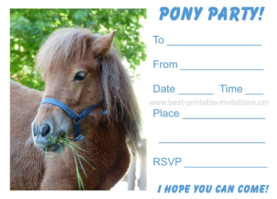 Pony Party Invitations - Free Printable