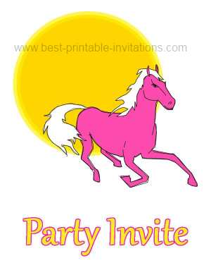 printable horse birthday party invitations - pink pony